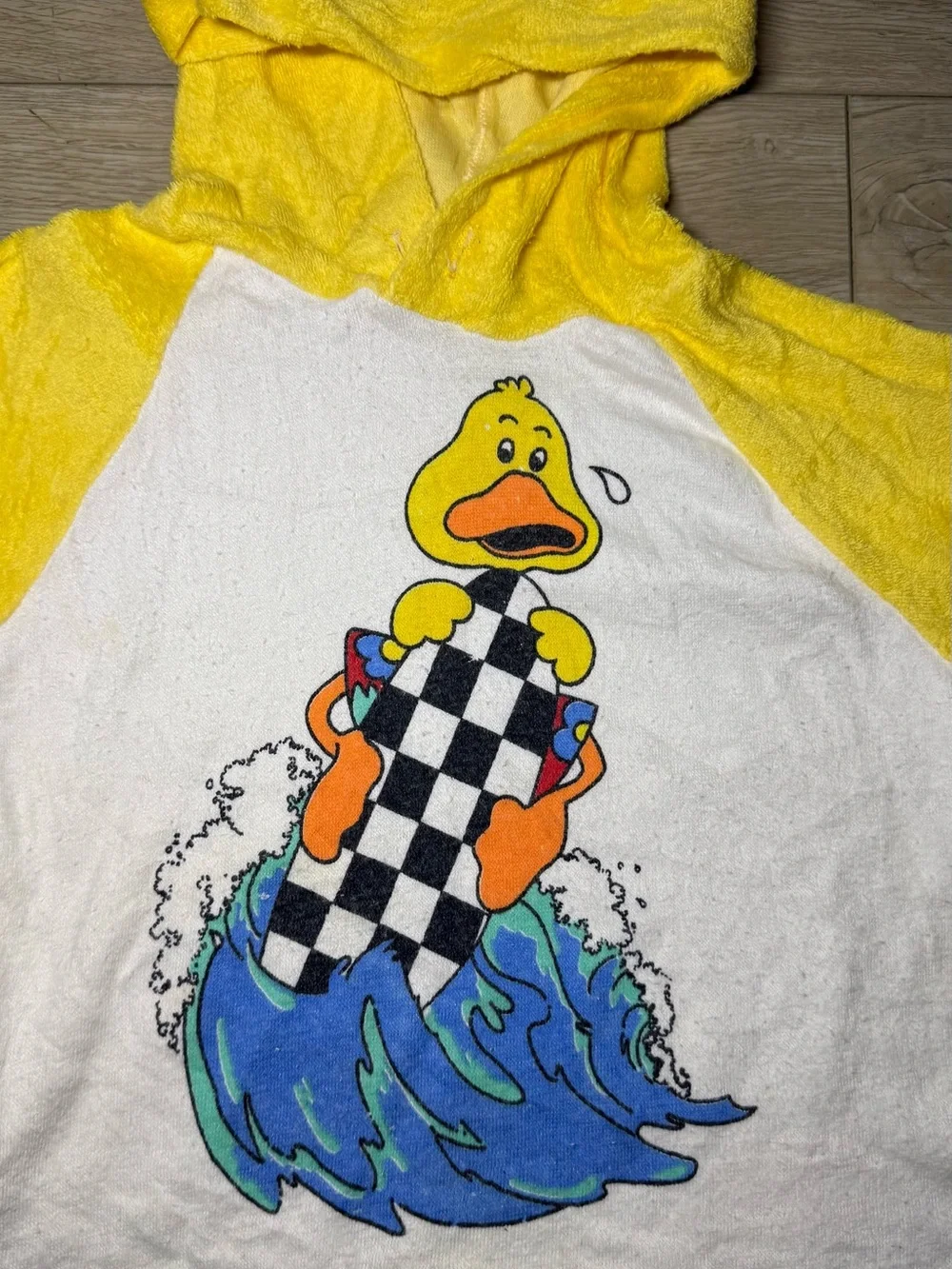 Vintage 1980s Toddlers Surfing Duck French Terry Hoodie